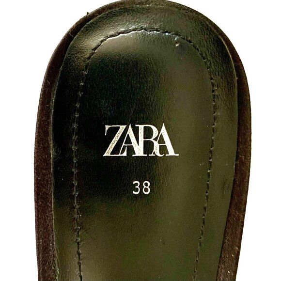 Zara Kitten Rhinestone Heel Black Strappy Knot Sandals 7.5 Wedding Cruise Resort - Picture 8 of 9